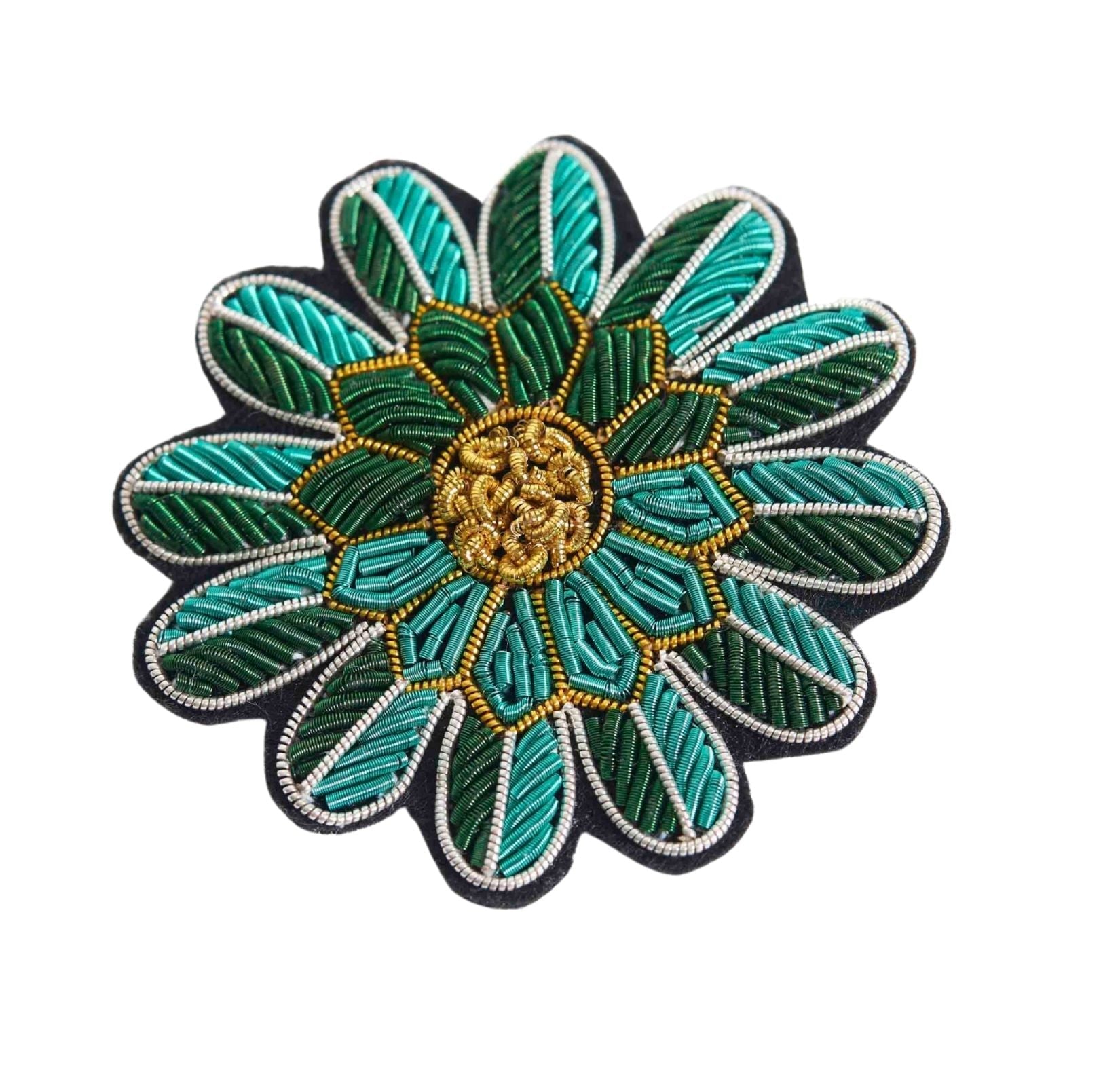 Green Daisy Brooch