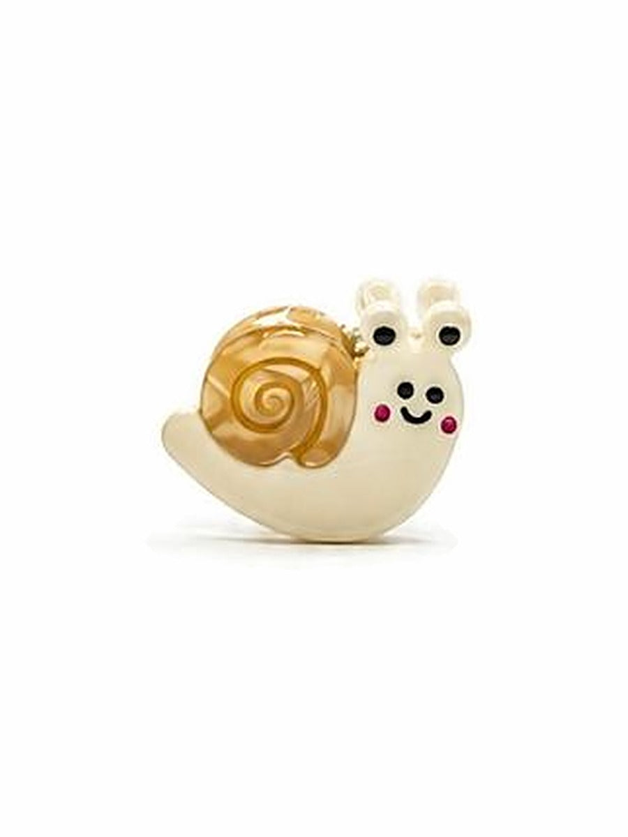 Caramel mini snail hair clip: caramel swirl shell on a cream body