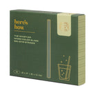 Dark green Here's How box for The Whistler mixed colour glass sip and stir straws.