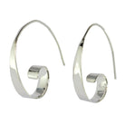Polished sterling silver curl hoop earrings with spiral ribbon design