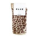 Leopard print KLUE glitter lurex socks folded in their branded paper band