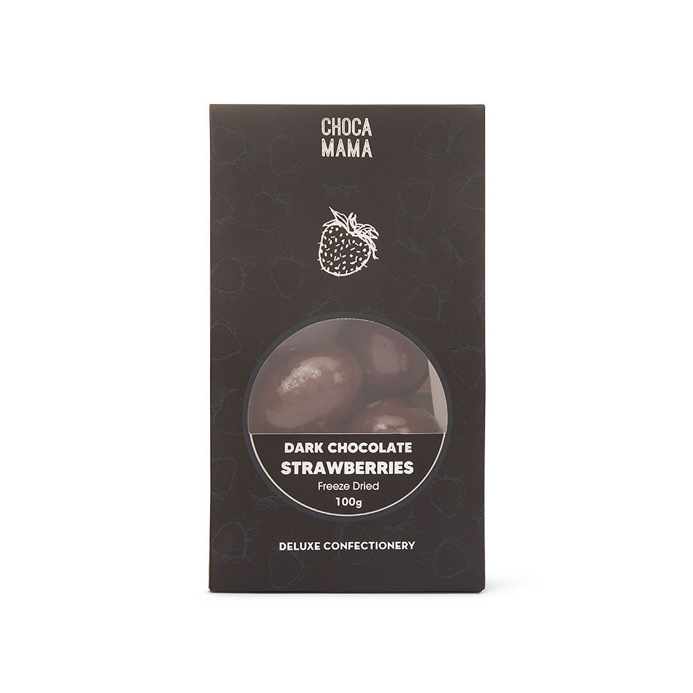 Chocamama dark chocolate freeze-dried strawberries 100 g box
