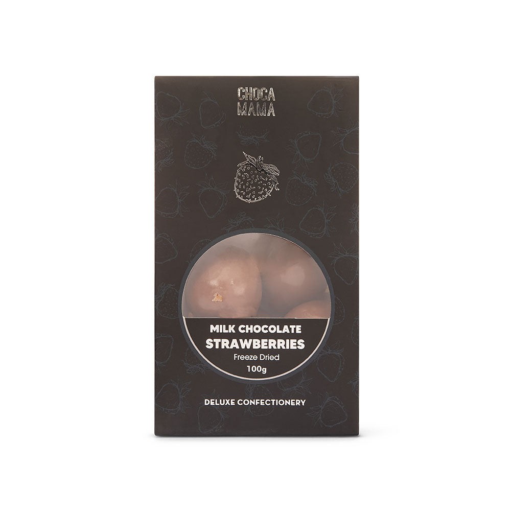 Chocamama milk chocolate freeze-dried strawberries 100 g box