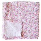 Rose Garden floral muslin swaddle laid flat with one corner folded back
