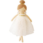 Lottie doll with auburn topknot and ivory tulle dress, front view