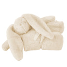 Folded ivory Darcey lovey blanket with plush bunny head tied with ribbon
