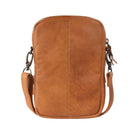Back of the tan bag, plain leather with a centre seam