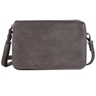 Taupe cross body bag from the front, flap closed