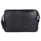 Back of the black bag, plain leather with a centre seam