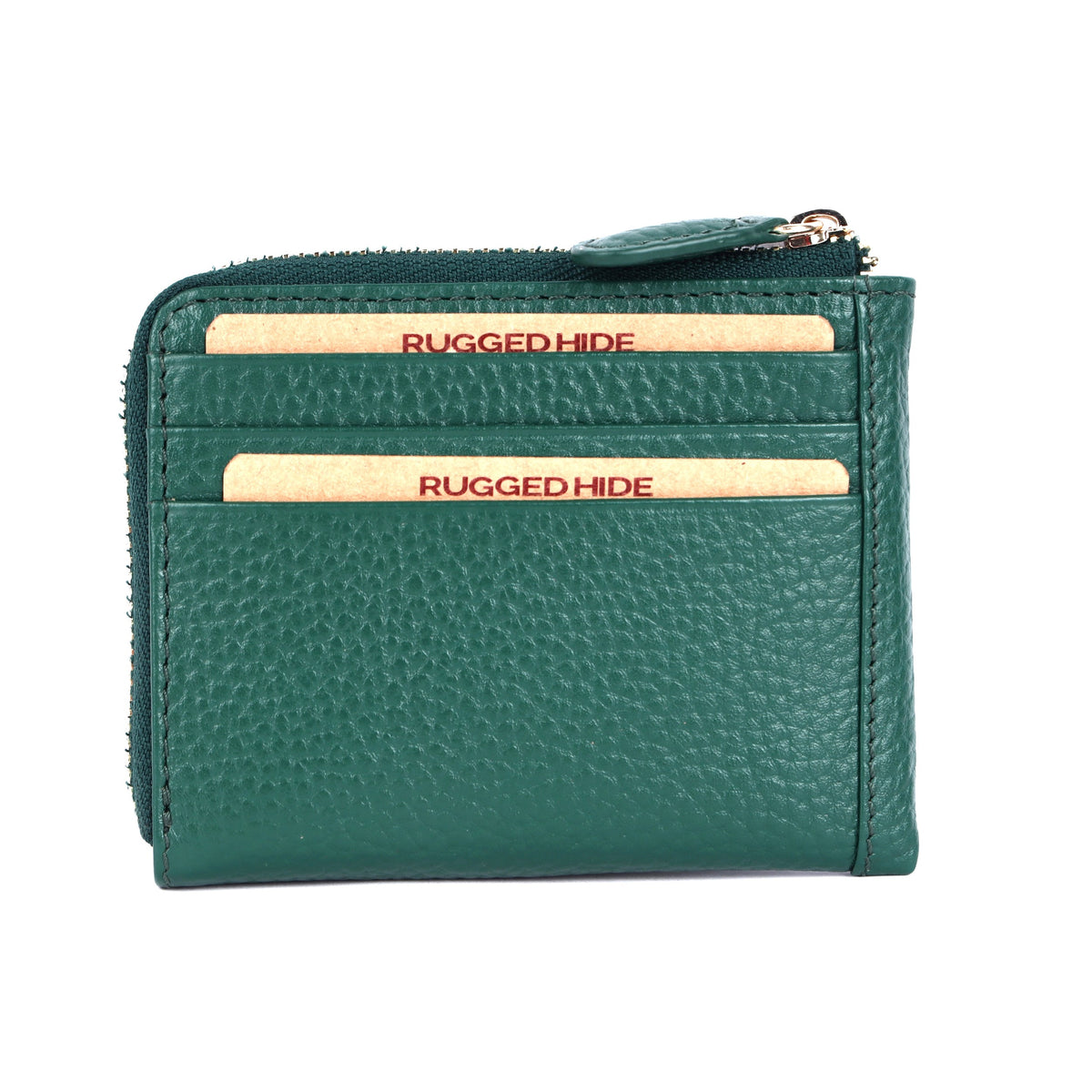 Back of the green wallet, showing the slots on the other side