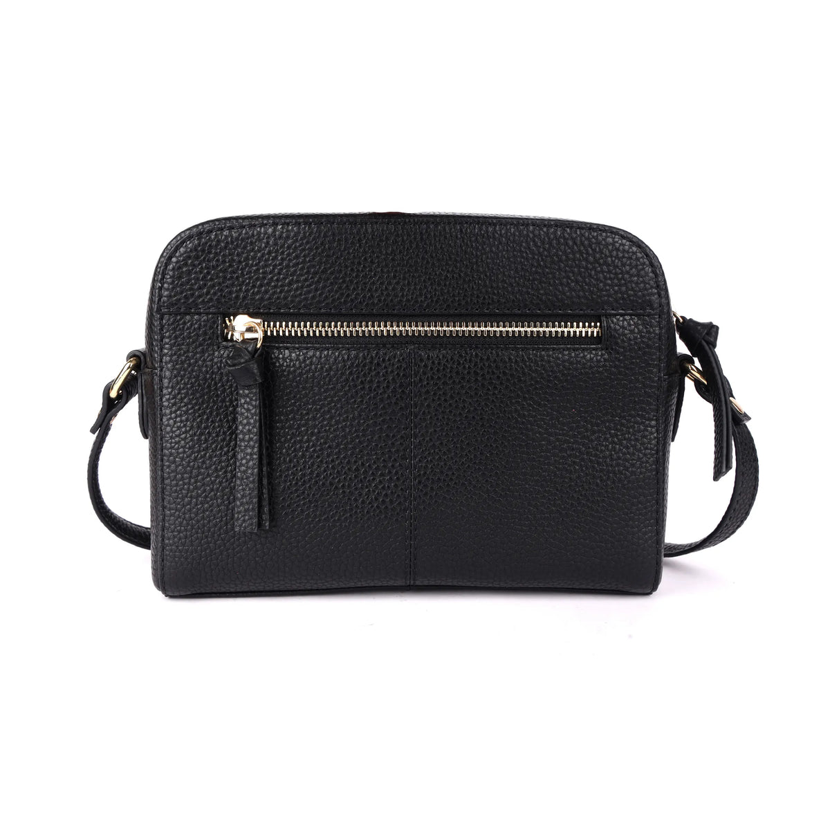 Back of the black bag, showing the zip pocket across it