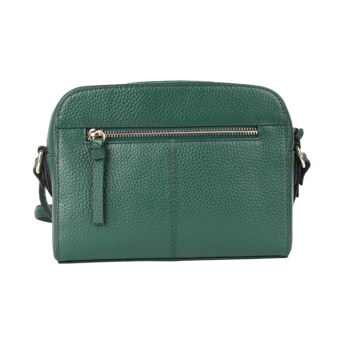 Back of the green bag, showing the zip pocket across it