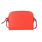 Mandarin cross body bag from the front, a curved top and long strap
