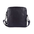 Navy sling bag from the front, with the stitched panel on the front