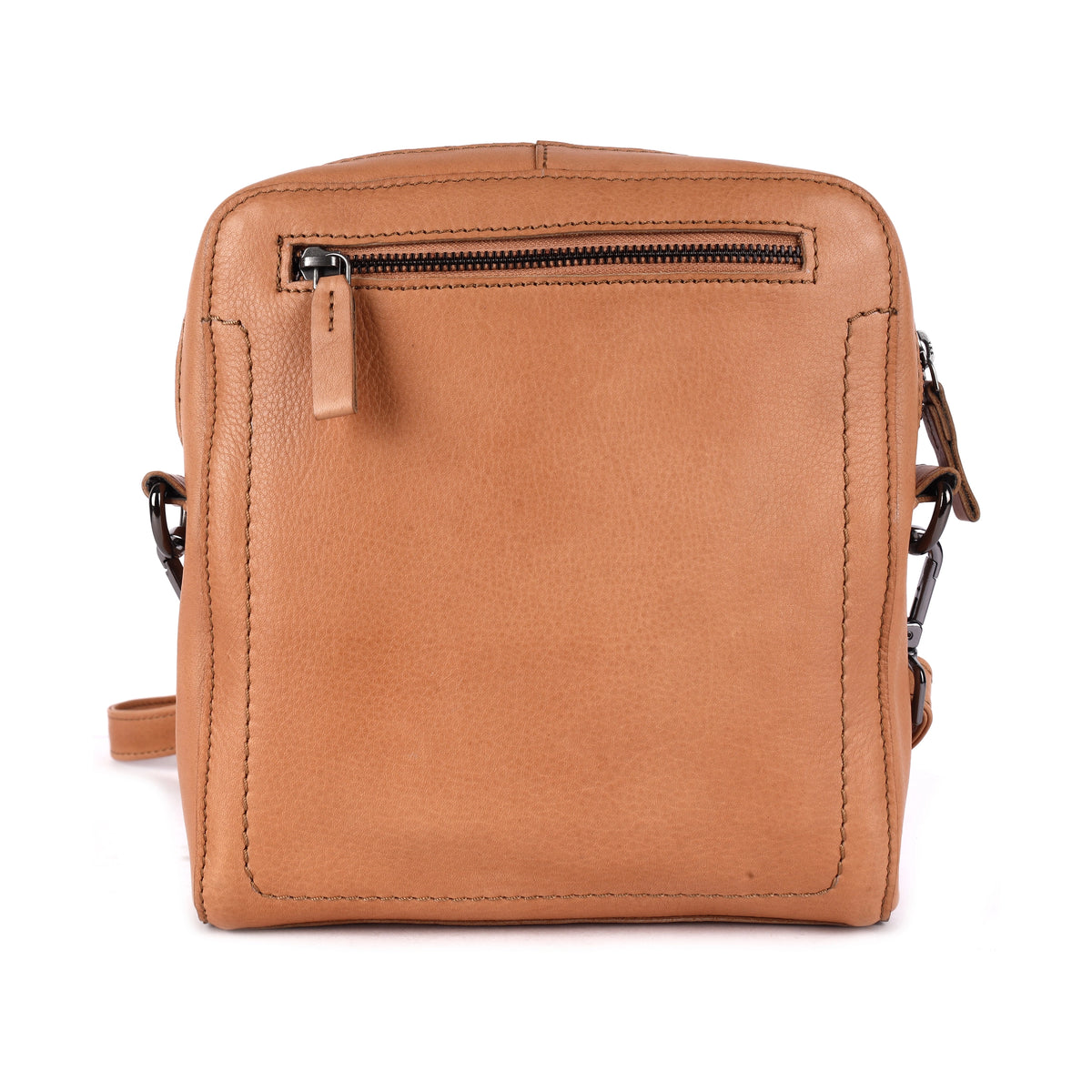 Back of the nude sling bag, showing the zip pocket