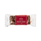 Milk chocolate rocky road bar in a clear wrapper with a red Chocamama label band