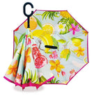 Reverse umbrella in Fresh Fruit Salad design with lemons, pomegranates and tropical flowers
