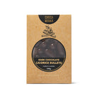 Kraft dark chocolate licorice bullets box with a licorice-root sketch, front view
