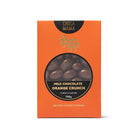 Bright orange milk chocolate orange crunch box with a gold honeycomb emblem, front view