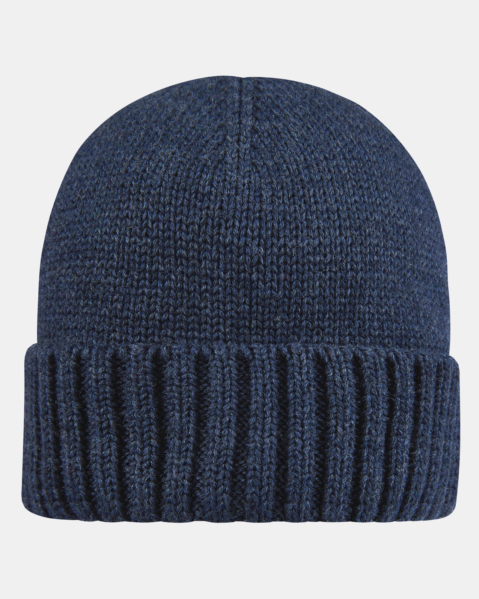 Toshi Organic Beanie Rover in ink navy melange knit with a wide ribbed turn-up cuff