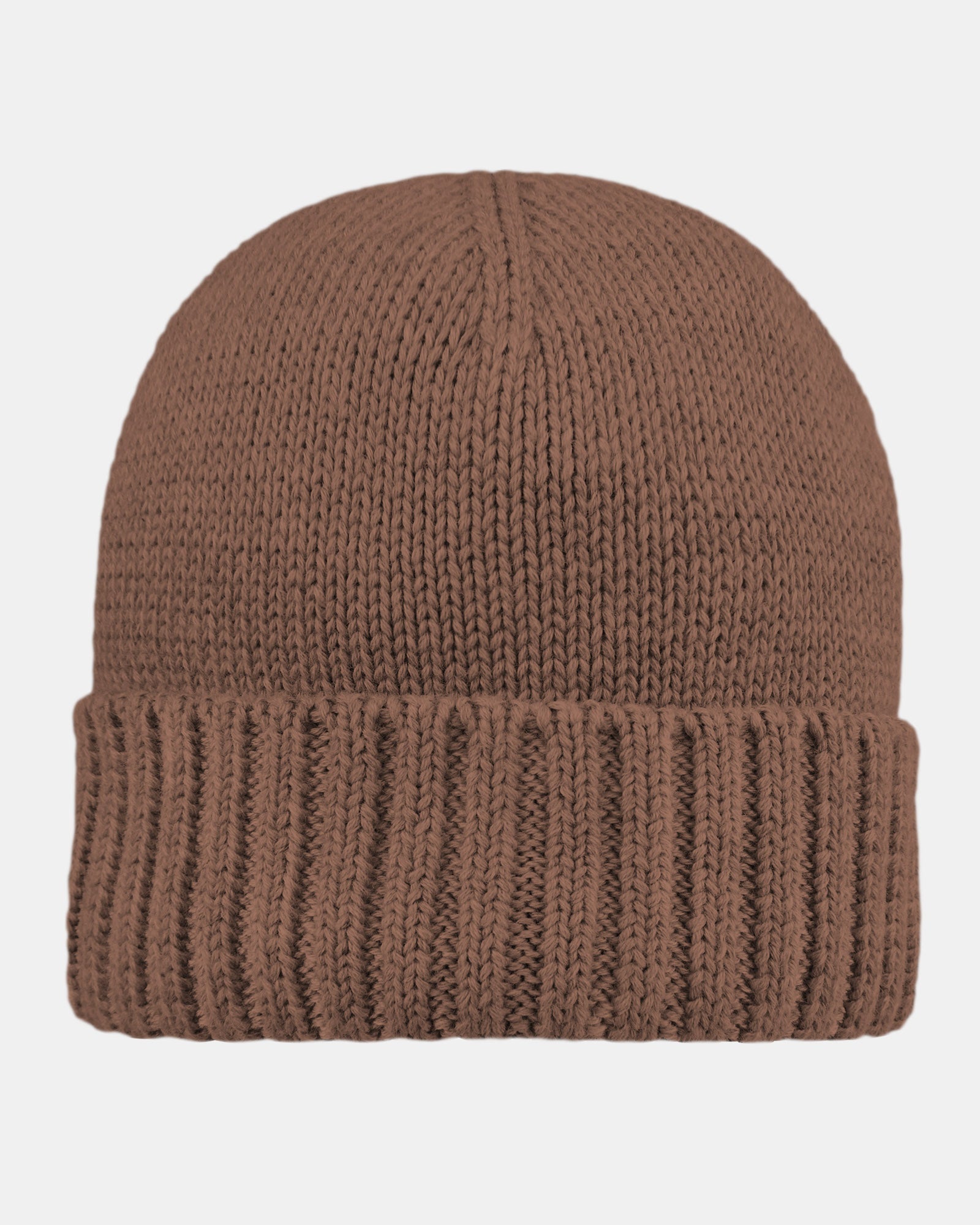 Toshi Organic Beanie Rover in peppercorn brown melange knit with a wide ribbed turn-up cuff