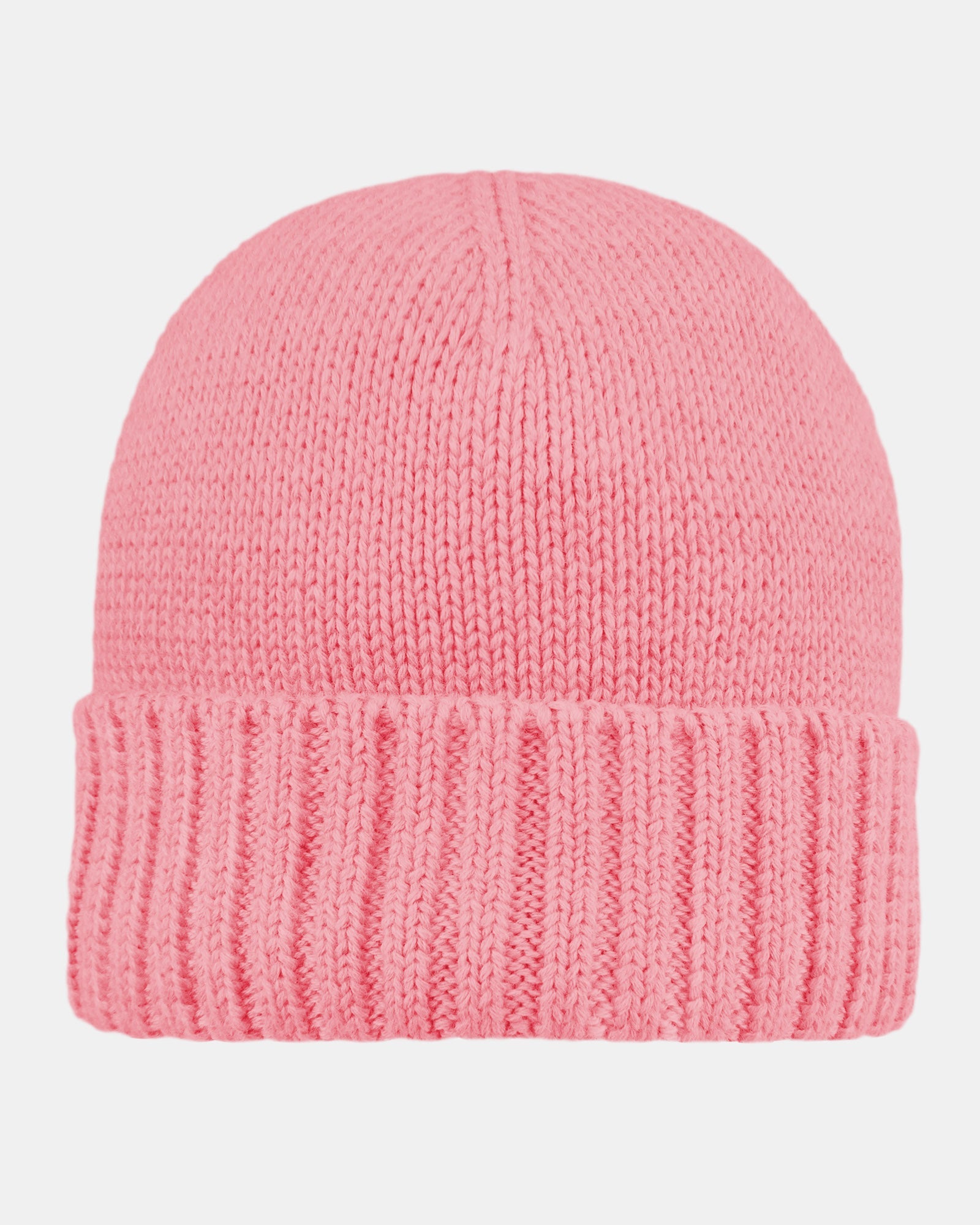 Toshi Organic Beanie Rover in winter rose pink knit with a wide ribbed turn-up cuff