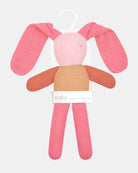 The misty rose Bunny Bobby on its Toshi organic hanging card, ready to gift