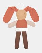 The oatmeal Bunny Bobby on its Toshi organic hanging card, ready to gift
