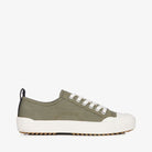 EMU Australia Hosier sneaker in dark olive canvas with white toe cap, side view