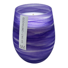 Wave Purple Sea Salt and Driftwood soy candle in a rippled violet glass vessel with a single wick