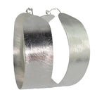 Wide brushed metallic curved hoop earrings, C33 large style