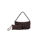 Nolita Chocolate 2 Piece Eastwest Woven Suedette Handbag