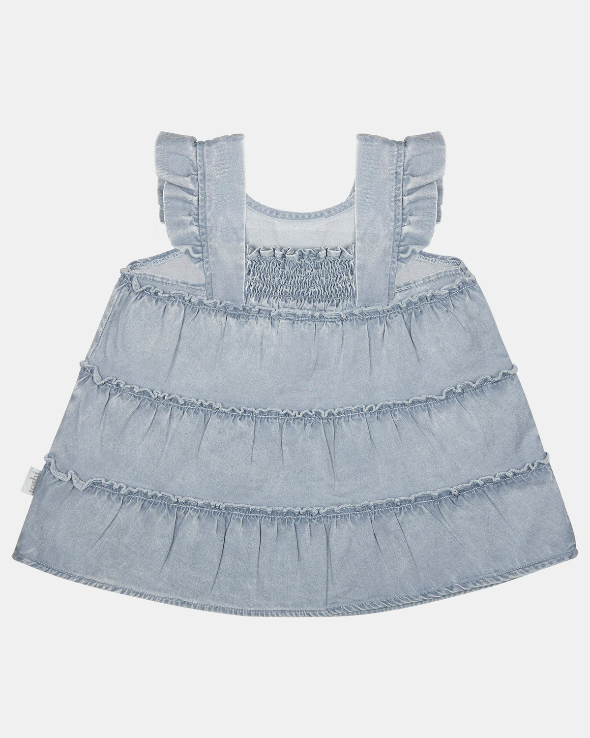 Back of the Indiana tiered dress showing the smocked panel