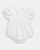 Back of the Florence romper with its press-stud placket at the neck