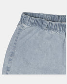 Close-up of the waistband, belt loop and slanted pocket on the Indiana shorts