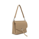 The biscuit bag at an angle, showing the flap and tassel.