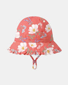 Plain side of the coral pink Camille Paradise bell sunhat, opposite the toggle