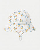 Plain side of the white Maddie Vanilla bell sunhat, opposite the toggle