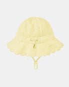 Toshi Florence bell sunhat in lemon embroidered cotton with a scalloped brim, head toggle and chin strap