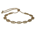 The double circle link chain slider bracelet in gold.