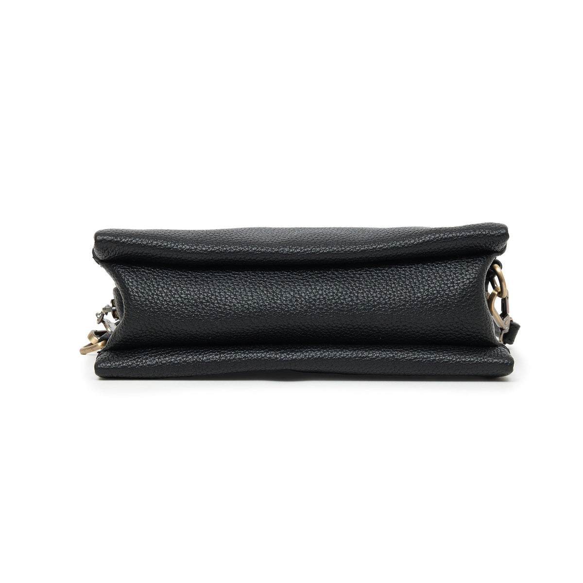 The black bag from below, showing its flat base.