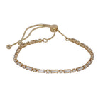 Fabienne Rectangle & Round Crystal slider bracelet in gold with clear crystal