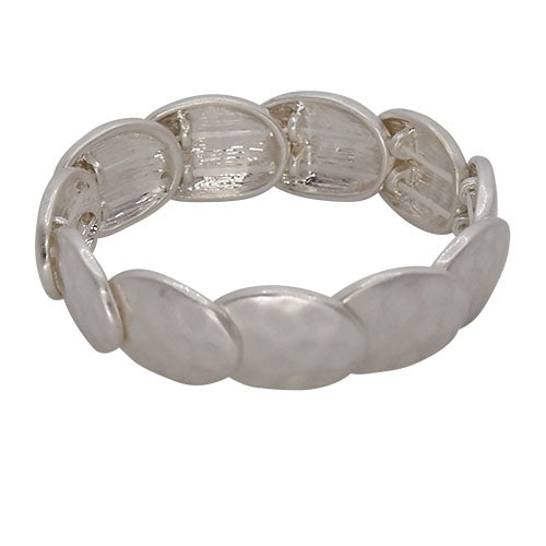 Fabienne Hammered Ovals stretch bracelet in silver