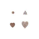 Fabienne Heart & Ball cubic zirconia stud earring set in rose gold