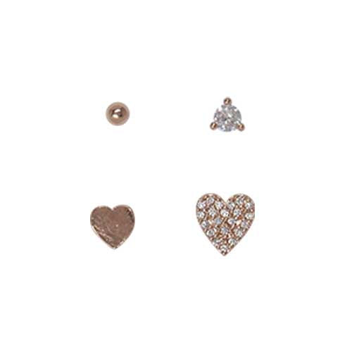 Fabienne Heart & Ball cubic zirconia stud earring set in rose gold