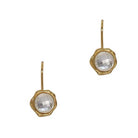 Fabienne Rustic Round cubic zirconia fish hook earrings in gold