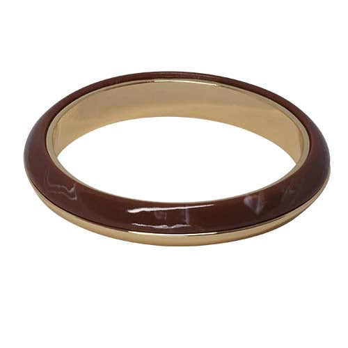 Fabienne Resin & Metal Bangle in gold and chocolate