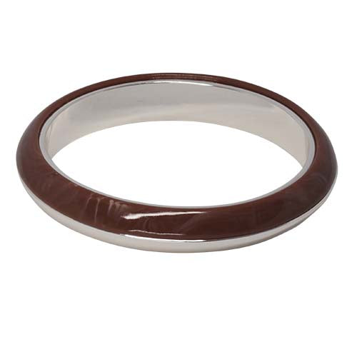 Fabienne Resin & Metal Bangle in silver and chocolate