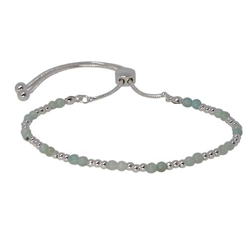 Fabienne Semi-Precious Stone & Metal Bead slider bracelet in silver with amazonite