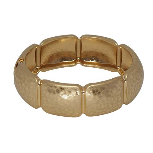 Fabienne Hinged Hammered Rectangles Bangle in gold